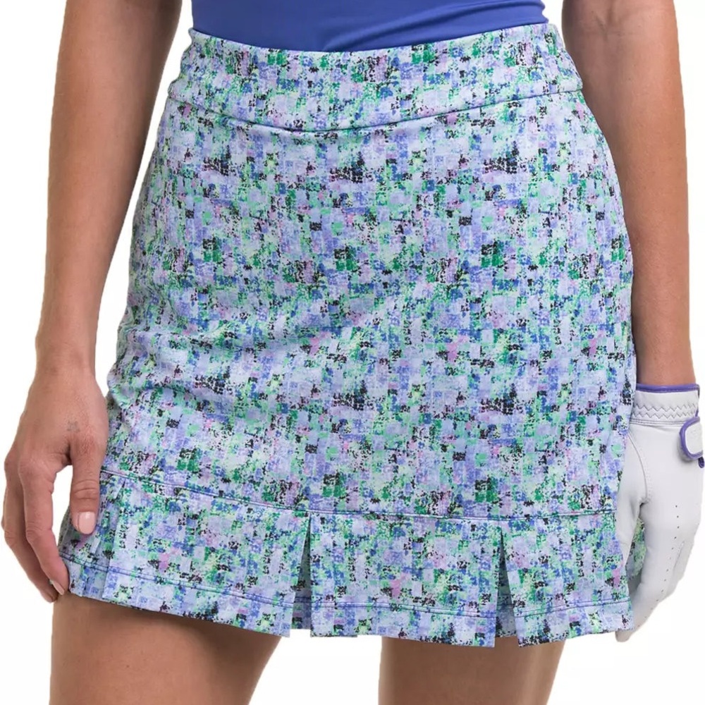 EP NY New Golf Skort Bluebell Multi Floral Sponge Tile Print Pull-On Size M NWT